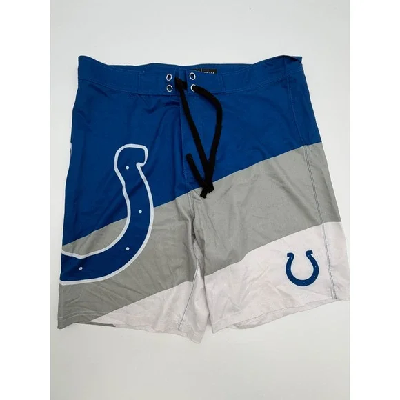 NFL Indianapolis Colts FOCO Board Shorts Mens Large Blue Grey Colorblock Swim