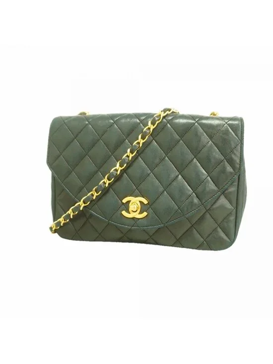 Chanel Shoulder Bag Quilted Lambskin Black Gold