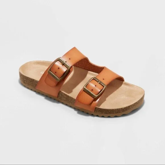 Cat and Jack Drew Kids Solid Footbed Double Buckle Strap Sandals Size: 13
