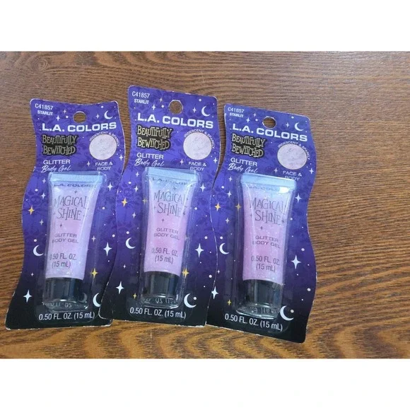 Lot Of 3 New LA Colors Beautifully Bewitched Glitter Body‎ Gel