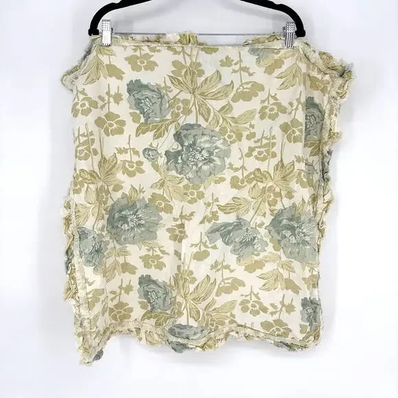 Soft Surroundings Linen Euro Pillow Covers Floral Ruffle Pair 2 Button Closure