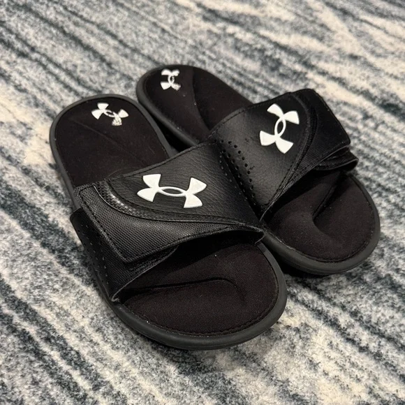 Under Armour Kids Black and White Slide Sandals