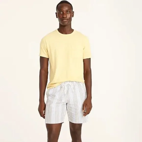 J. Crew Blue and Gray Seersucker Swim Trunks Size Small‎
