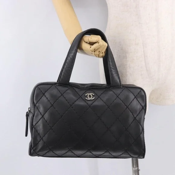 CHANEL Black Quilted Leather Top-Handle Satchel
