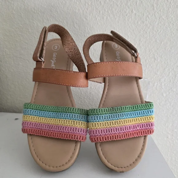 Girls Cat and Jack open toes Colorful Sandals Size 3