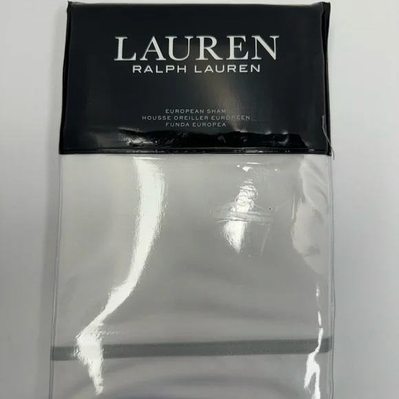 New Ralph Lauren Spencer Border European Sham WHITE SAGE 26x26 100% Cotton