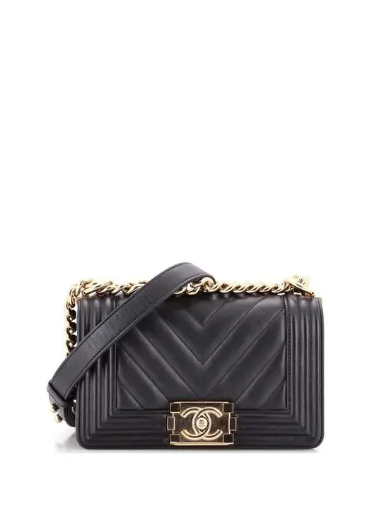 Chanel Boy Flap Bag Chevron Calfskin #205415C46B