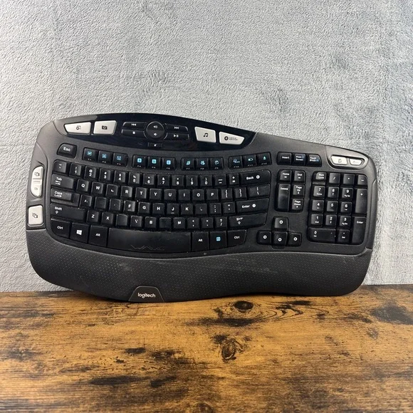 Logitech K350 Wireless Comfort Wave Ergonomic Keyboard NO Dongle Tested