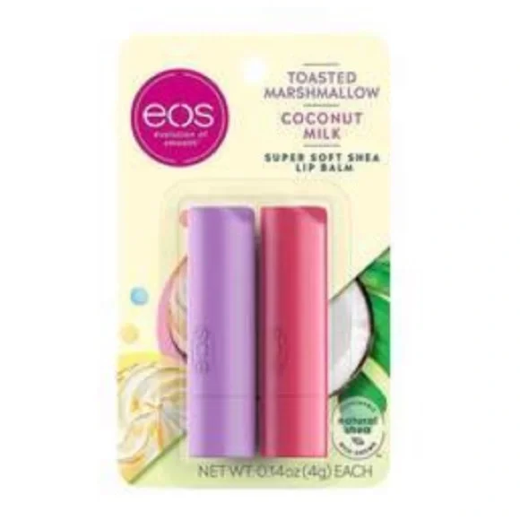 NWOT EOS Lip Balm Sticks Marshmallow Coconut - 2 Pack