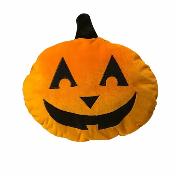 Halloween Jack O Lantern Pumpkin Pillow Plush Orange Stuffed Animal Decor Toy