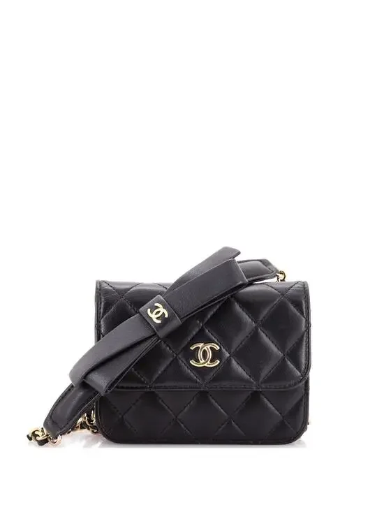 Chanel Bow Strap Card Holder On Chain #243448C23B