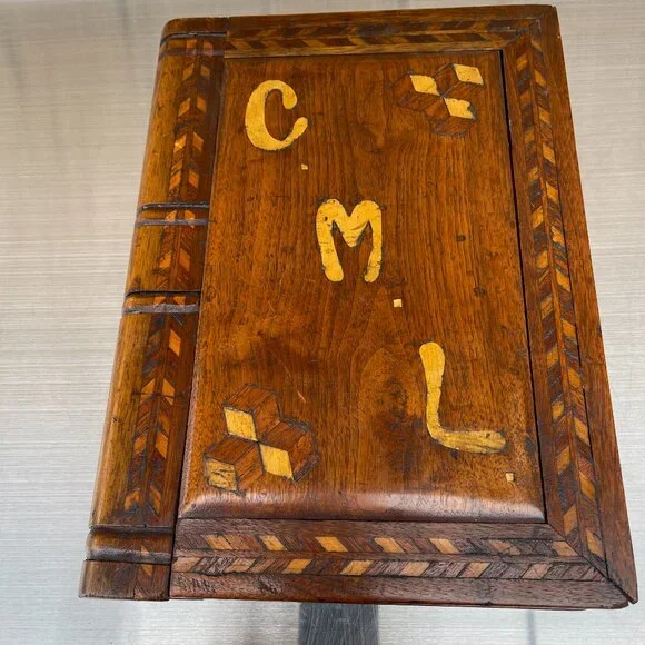 New Mexico Folk Art Marquetry Wood Jewelry Box