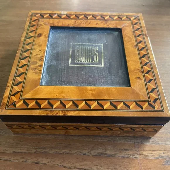 Gumps Department Store Italian Marquetry Photo Jewelry Box - Rare
