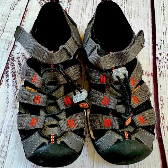 Keen Newport Neo H2 Kids Grey Orange Waterproof Hiking Sandals 1018434 Size 12