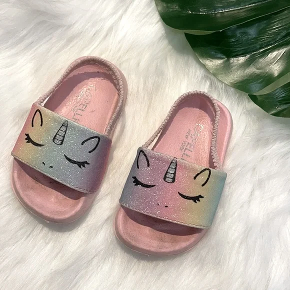 🌺capelli New York pink unicorn toddler slides 5