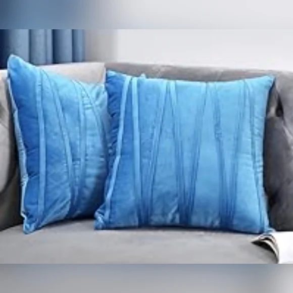 New Luxurious Blue Velvet Accent Pillowcovers by Topfinel #1754