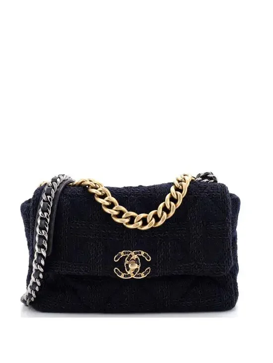 Chanel 19 Flap Bag Quilted Tweed Large #258293C45B