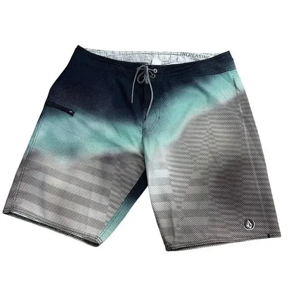 Volcom Men's Board Shorts Size 36 Gray Blue Surf Beach Vacation