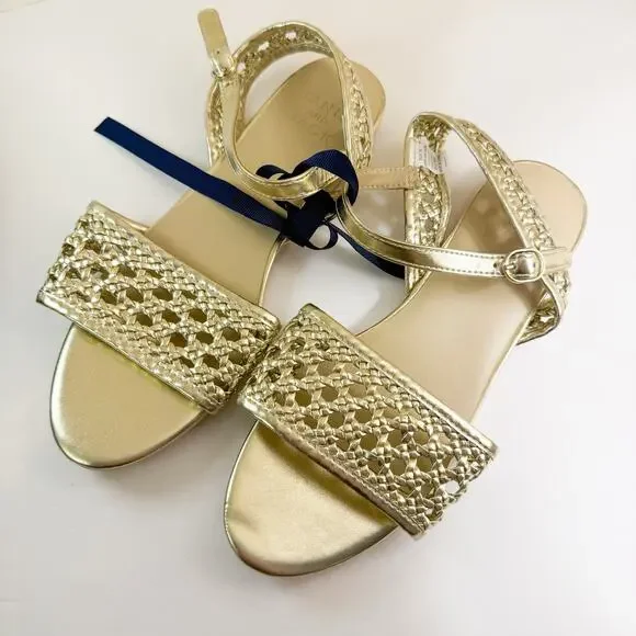 Janie‎ & Jack Sandals Girls Metallic Woven Sandal Gold Size 3K NWT!