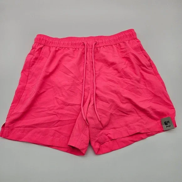 George Men's Swim Trunks Supercharge Pink Elastic Waist 6 Inch Inseam Size‎ M