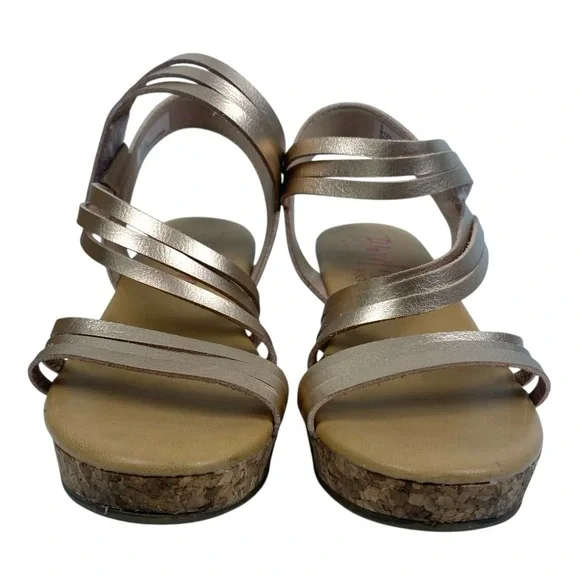 Blowfish Malibu Kids Sandals Copper Leather Size 5 Cork‎ Wedge  Hook/Loop  SU