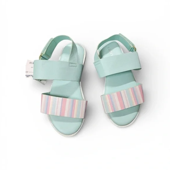 NWT Lucky Brand Rainbow Mint Strap Kids Pastel Sandals 7