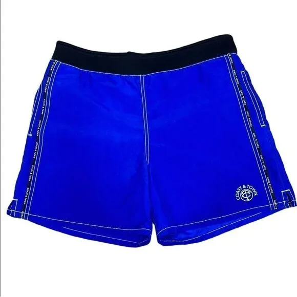 Coast & Town Men’s XG Blue/Black Board Shorts w Pockets & Adjustable Inside Tie