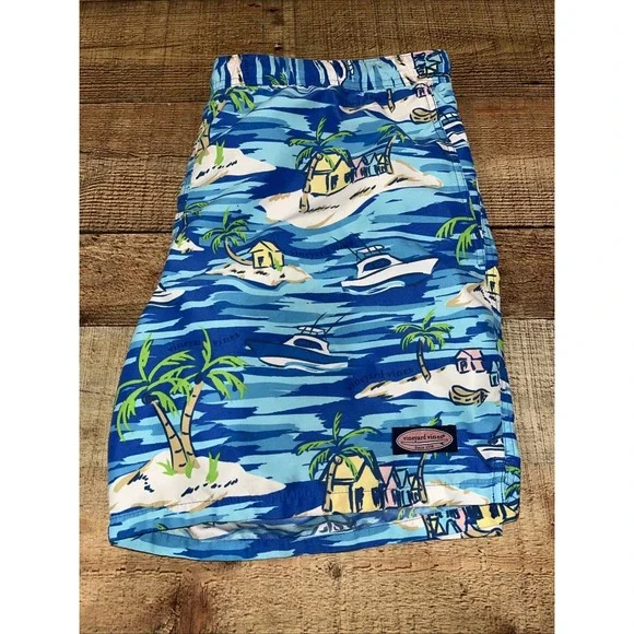 Vineyard Vines Trunks Mens L Beach Sailboat Island Lined Drawstring Resort(2738)
