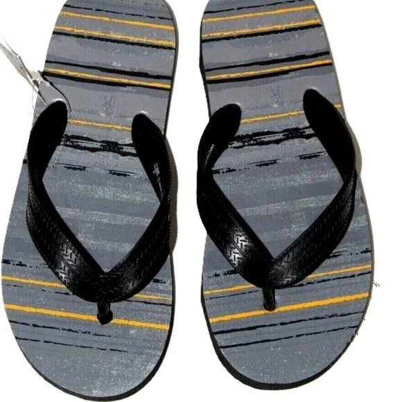 Airwalk Youth Boys’ Striped Flip Flops | Size 2/3 | Worn Once | Grey & Black