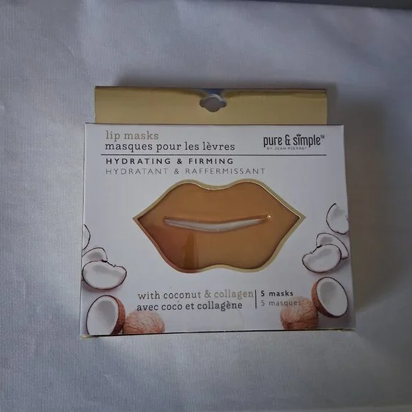 pure & simple Hydrating & Firming Lip Masks Coconut & Collagen (5 masks) NIB