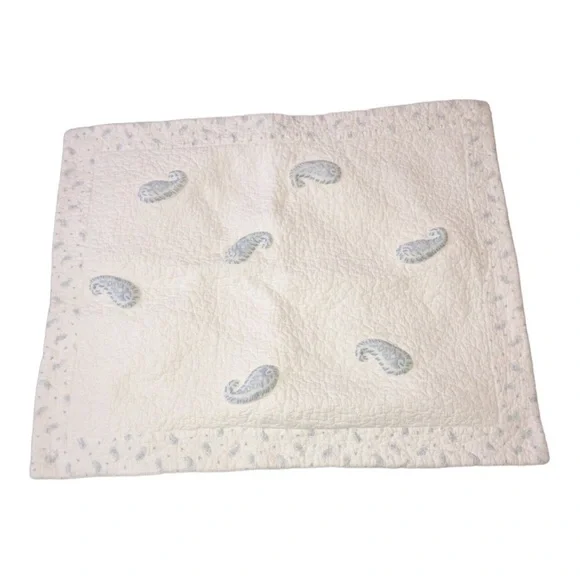 White Cotton Quilted Paisley Insets Sham Cover 30