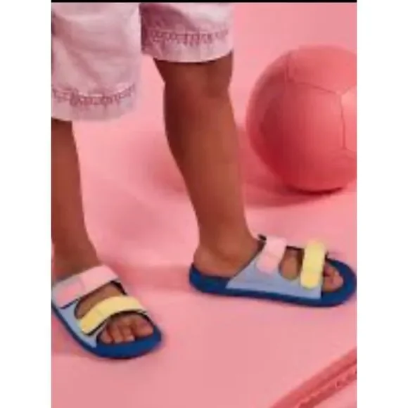 Native Sandals Frankie Sugarlite in Resting Blue Dazzle Pink Girls Size 1