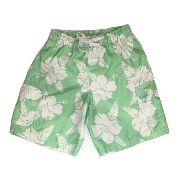 OP Swim Trunks Light Green Mint Floral‎ Swim Shorts Mens Size Medium