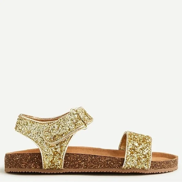 J. Crew Girls' cork-sole glitter-strap sandals size 11