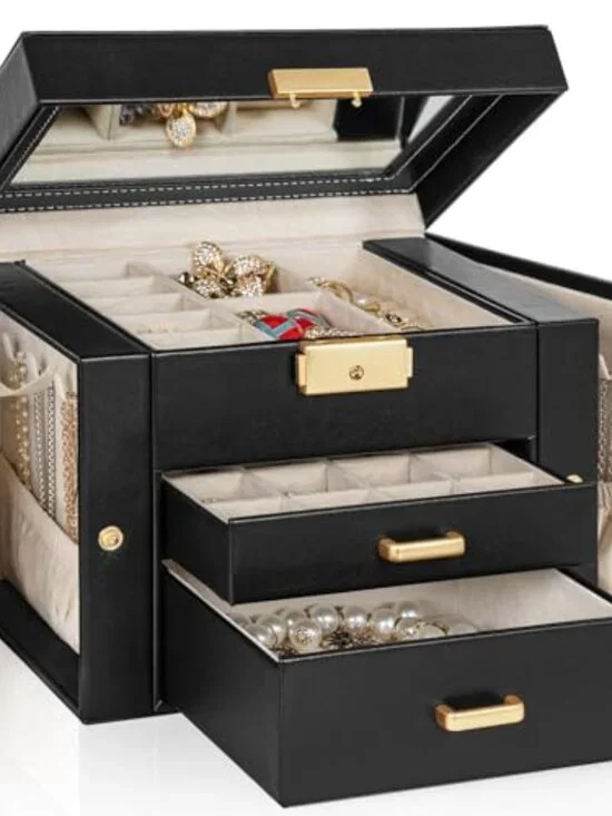 Jewelry Organizer with Mirror & Lock, 3-Tier‎ Jewelry Storage