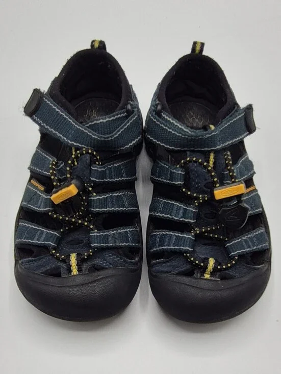 Keen Kids Closed-Toe Sandals in Navy with Yellow Accents