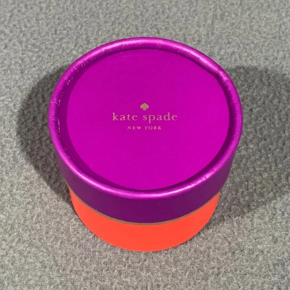Kate Spade New York Empty Round Gift Box Purple‎ Orange Gold Accent Small