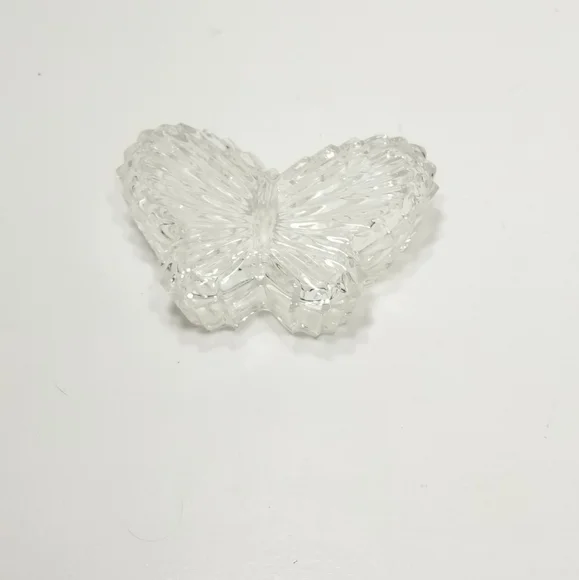 Vintage Cut Glass Butterfly Trinket Jewelry Keepsake Box Dish w/lid