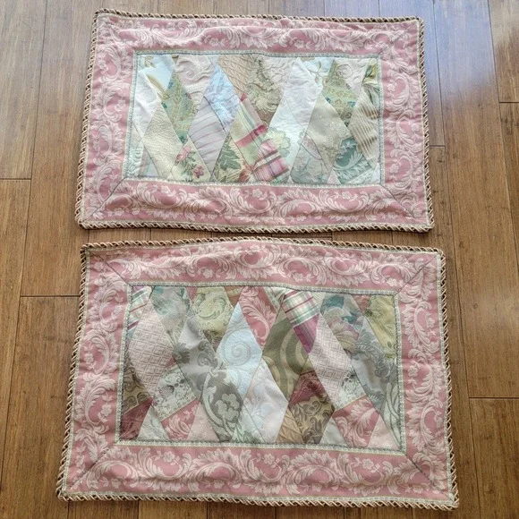 Sweet Dreams‎ Patchwork Pillow Covers - Pink and Green