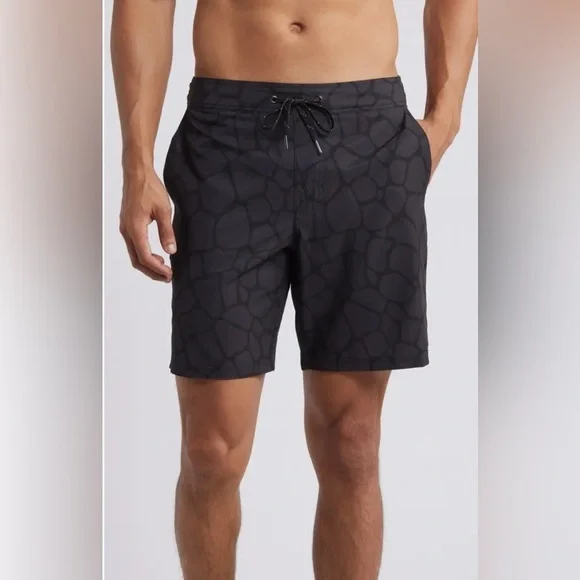 Fair Harbor The Ozone Black Pebbles Swim Trunks Size XXL