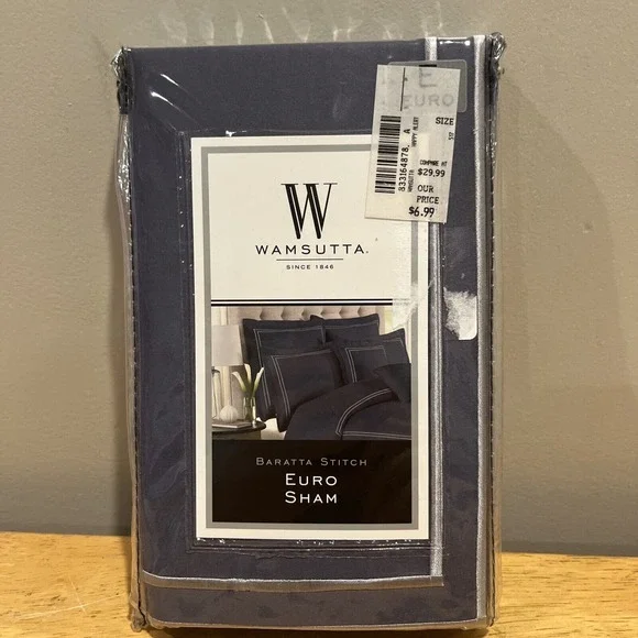 WAMSUTTA‎ EURO SHAM-SILVER Baratta Stitch Blue Jean 26x26