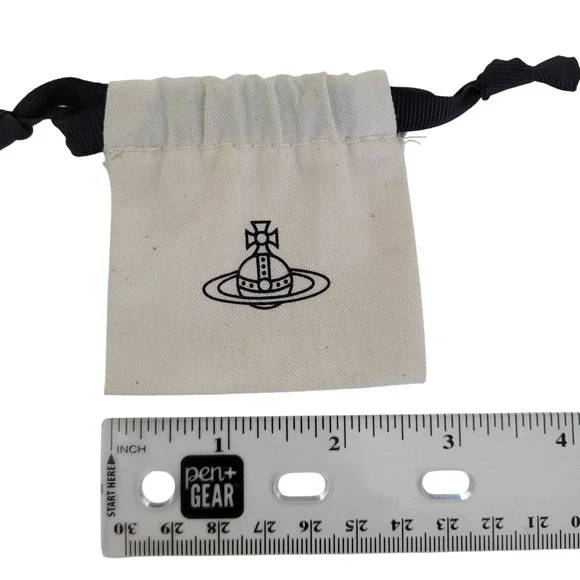 Vivienne Westwood Small Jewelry Dust Bag Cream Canvas Orb Logo Drawstring Pouch