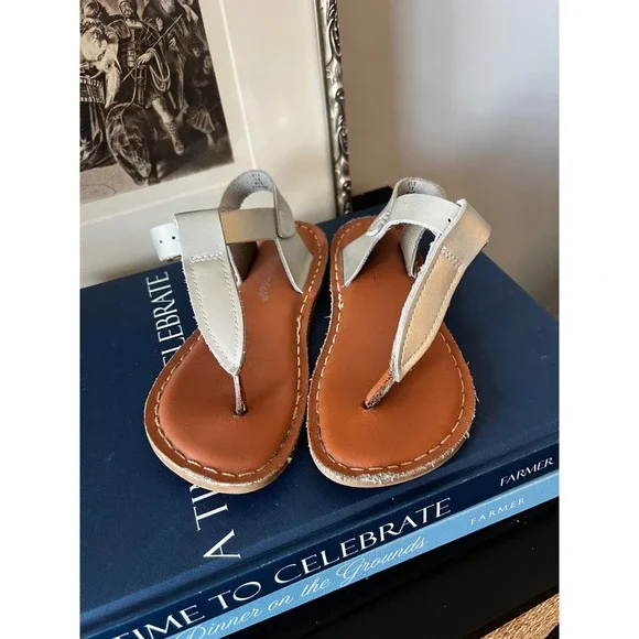 Salt Water Surfer Sandals‎ Kids Size 12 Silver Leather Waterproof