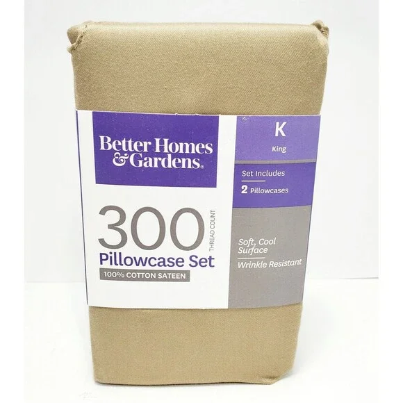 Better Homes & Gardens King Pillowcase Set 100% Cotton 300 Thread Count New