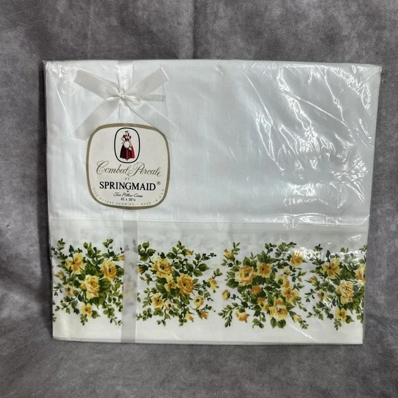 Vintage Spring maid Standard‎ Pillowcases Yellow Roses Floral