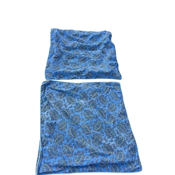 Ralph Lauren Pillow Shams 26x26 Blue Paisley Cotton Made in Italy 2pc Set