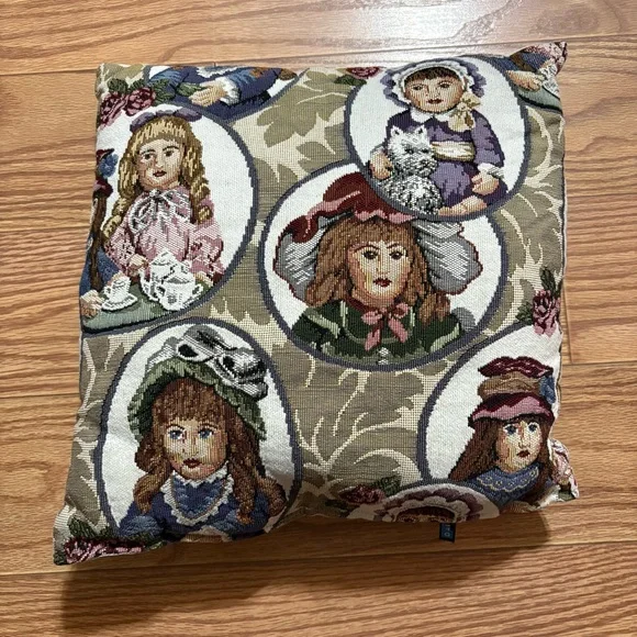 Vintage Dolls Throw Pillow
