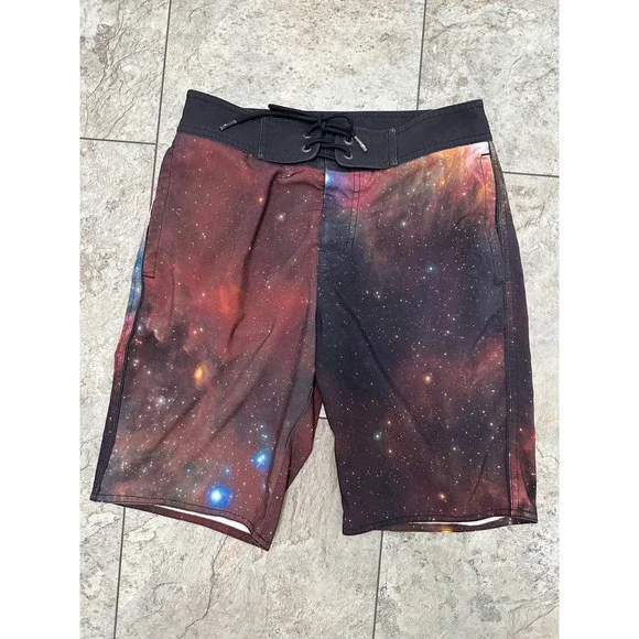 American Eagle Outfitters Galaxy Outerspace Swim Board Shorts Flaws XS