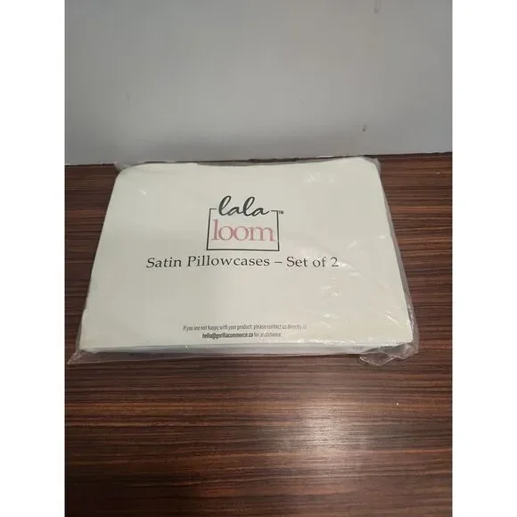 Lala‎ Loom Satin Set Of 2 Pillowcases  Bright White King 20