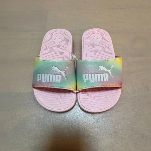 Puma Cool Cat Prismatic jr Slide Sandals Junior 11 Kids Youth Pink  New